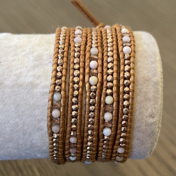New Authentic Chan Luu Pink Opal Mix Five Wrap Bracelet - Picture 1 of 5